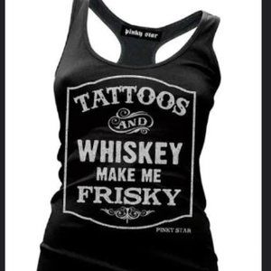 Pinky Star- Tank Top/ Tattoos and Whiskey/ Juniors Medium